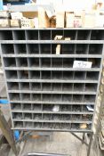 Lot-(2) Organizer Racks and (1) Shelving Unit with Bolts, Etc. Contents
