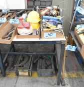 Lot-Sledge Hammer, Pry Bar, Blow Off Tools, Buffing Pads, Compound, Hard Hats, Etc.