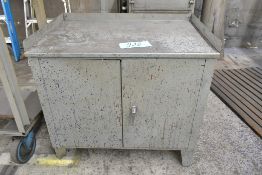 Lot-(1) 2-Door and (1) Single Door Short Shop Cabinets with Misc. Contents