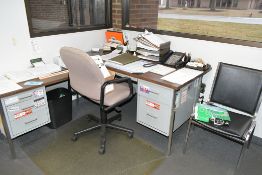 Lot-(2) Desks, (1) Stand, and (2) Chairs