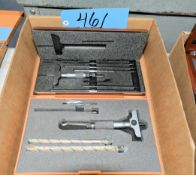 Lot-(1) Lufkin, (1) Starrett and (1) Mitutoyo Depth Micrometer Gages with Cases in (1) Box