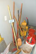 Lot-Mop Bucket with Wringer, Mops, Brooms, Shovels and Buckets
