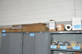 Lot-Shipping Boxes, Strapping Kit, Roll Paper, Etc. on Top Shelf