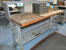 Lot-(2) Wood Top Work Benches, (Contents Not Included)