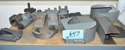 Lot-(1) Brown & Sharpe I.D. Spindle, (3) Brown & Sharpe Spindle Brackets on (1) Shelf, (Upstairs)