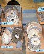 Lot-Various Grinding Wheels in (3) Boxes Under (1) Bench
