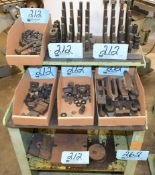 Lot-Various Hold Down Tooling in (4) Boxes, 2-Stands and Loose on (1) Shelf