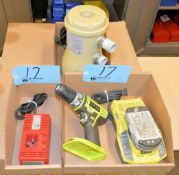 Ryobi 18-Volt Cordless Drill with Battery and Charger, and (1) Pump in (1) Box