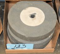 Lot-(3) Large Grinding Wheels in (1) Box on Floor Under (1) Bench