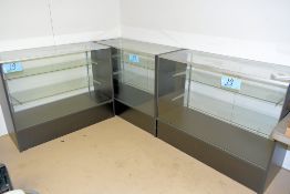 Lot-(3) Glass Display Cases with Glass Shelves