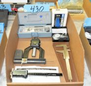 Lot-Various Dial and Digital Indicators, Caliper, Moisture Detector, Etc. in (1) Box