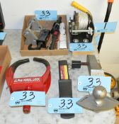 Lot-(2) Various Receiver Hitch Inserts, (1) Alpha Wheel Lock, (1) Manual Rope Winch, Etc.