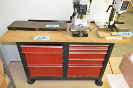 Lot-(1) 8-Drawer Tooling Cabinet/Bench, (Contents Not Included), and (1) Section Shelving