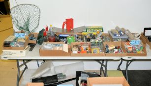 Lot-Nails, Saw Blades, Liners, Peg Hooks, Door Knobs, Solar Mole Chaser, Flag, Fishing Net, Etc.