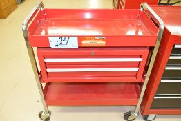 Lot-(1) 2-Drawer Tool Box with Utility Cart and (1) Single Door Cabinet