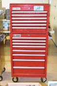 US General 2-Piece, 8-Drawer Rolling and 8-Drawer Flip Top Tool Box Set