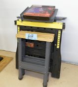 Lot-(1) Pair Saw Horses, (1) Pair Bench Legs, (1) Bench Drawer, and (1) Side Shelf