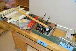 Lot-Various Jigs and Fixtures on (1) Bench and in (2) Boxes, (Benches Not Included)