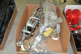 Lot-(2) Manual Fence Puller Type Winches in (1) Box Under (1) Table