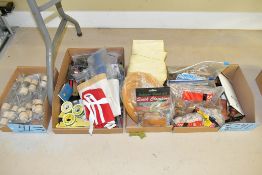 Lot-Clamping Rubber Bands and Misc. in (5) Boxes on Floor Under (1) Table