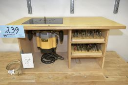 DeWalt DW 625 Router with Bench Top Cabinet, Bits, and Bushings, (Bench Not Included)