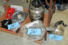 Lot-(1) Steamer, (1) Craftsman Pump Sprayer, Cables, Winch, etc. in (2) Boxes Under (1) Table