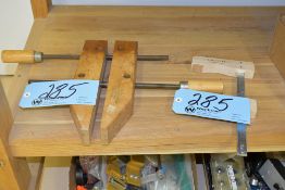 Lot-(2) Large Wood Clamps Under (1) Bench