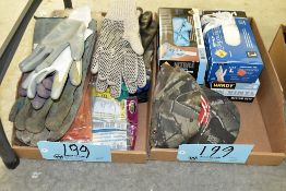 Lot-Various Gloves in (2) Boxes Under (1) Table