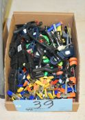 Lot-Various Spring Clips in (1) Box on Floor Under (1) Table