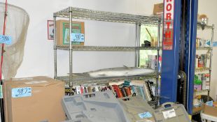 Lot-(4) Sections Wire Shelving with Misc. Contents