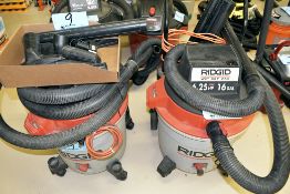 Lot-(1) Ridgid 6.25-HP and (1) Ridgid 5.5-HP Portable Shop Vac's with Hose and Attachments