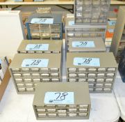 Lot-(8) Various Bin Drawer Organizer Cabinets with Screws, Clamps, Washers, Rivets, Etc. Contents
