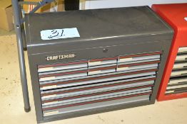 Craftsman 10-Drawer Flip Top Tool Box Under (1) Table, (Black)