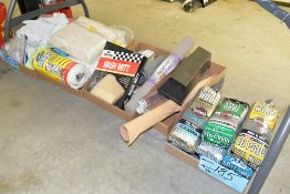 Lot-Steel Wool, Towels, Sponges, Rags, Etc. in (5) Boxes Under (1) Table