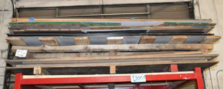 Lot-Various Plywood, Metal Sheet Screen, Etc. on Top Shelf