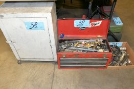 Lot-(1) 3-Drawer Flip Top Tool Box and (1) Box with Various Hardware Contents, Etc.