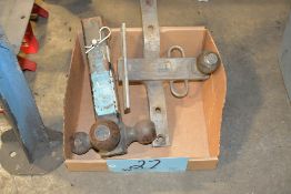 Lot-(2) Various Ball Hitch Inserts in (1) Box Under (1) Bench