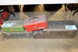 Lot-(5) Various Tool Boxes Under (1) Table