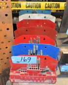 Lot-(7) Hold Down Tooling Stands and (1) Bucket of Hold Down Bolts