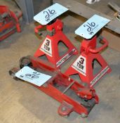 Lot-(1) Approximately 1-Ton Hydraulic Floor Jack with (2) Pittsburgh 3-Ton Capacity Jack Stands