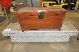 Lot-(1) 2-Compartment Truck Storage Box and (1) Wood Storage Box