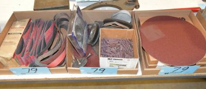 Lot-Various Sanding Supplies in (3) Boxes Under (1) Bench