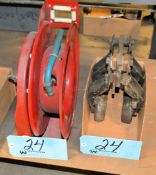 Lot-(1) Hose Reel and (1) Trolly Under (1) Bench