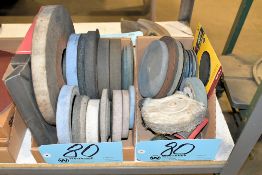 Lot-Various Grinding Wheels in (2) Boxes Under (1) Bench