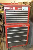 Lot-(1) Craftsman 5-Drawer Rolling Tool Chest with (1) Craftsman 8-Drawer Flip Top Tool Box