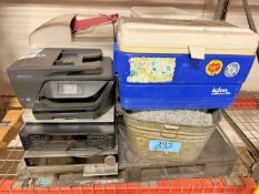 Lot-(2) Coolers, Metal Chips in (2) Tubs, Sony CD Player, Harman/Kardon Sound System, Etc.