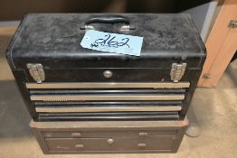 No Name 3-Drawer Flip Top Tool Box and (1) Kennedy 2-Drawer Machinist Stack Box Under (1) Desk