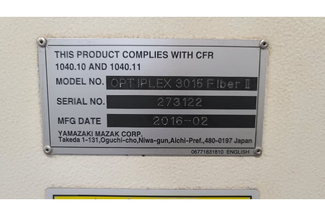 Mazak CNC Fiber Laser Cutting System Model Optiplex 3015, 4 KW, 60" x 120", Dust Collector, (2016) - Image 18 of 18