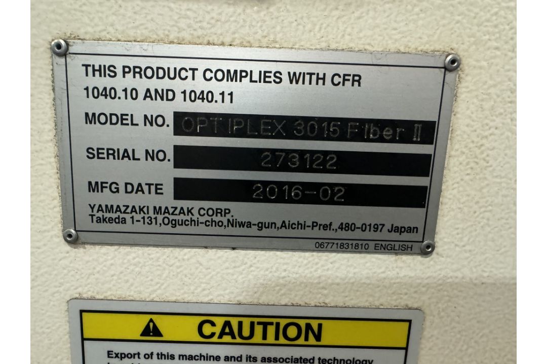 Mazak CNC Fiber Laser Cutting System Model Optiplex 3015, 4 KW, 60" x 120", Dust Collector, (2016) - Image 17 of 18