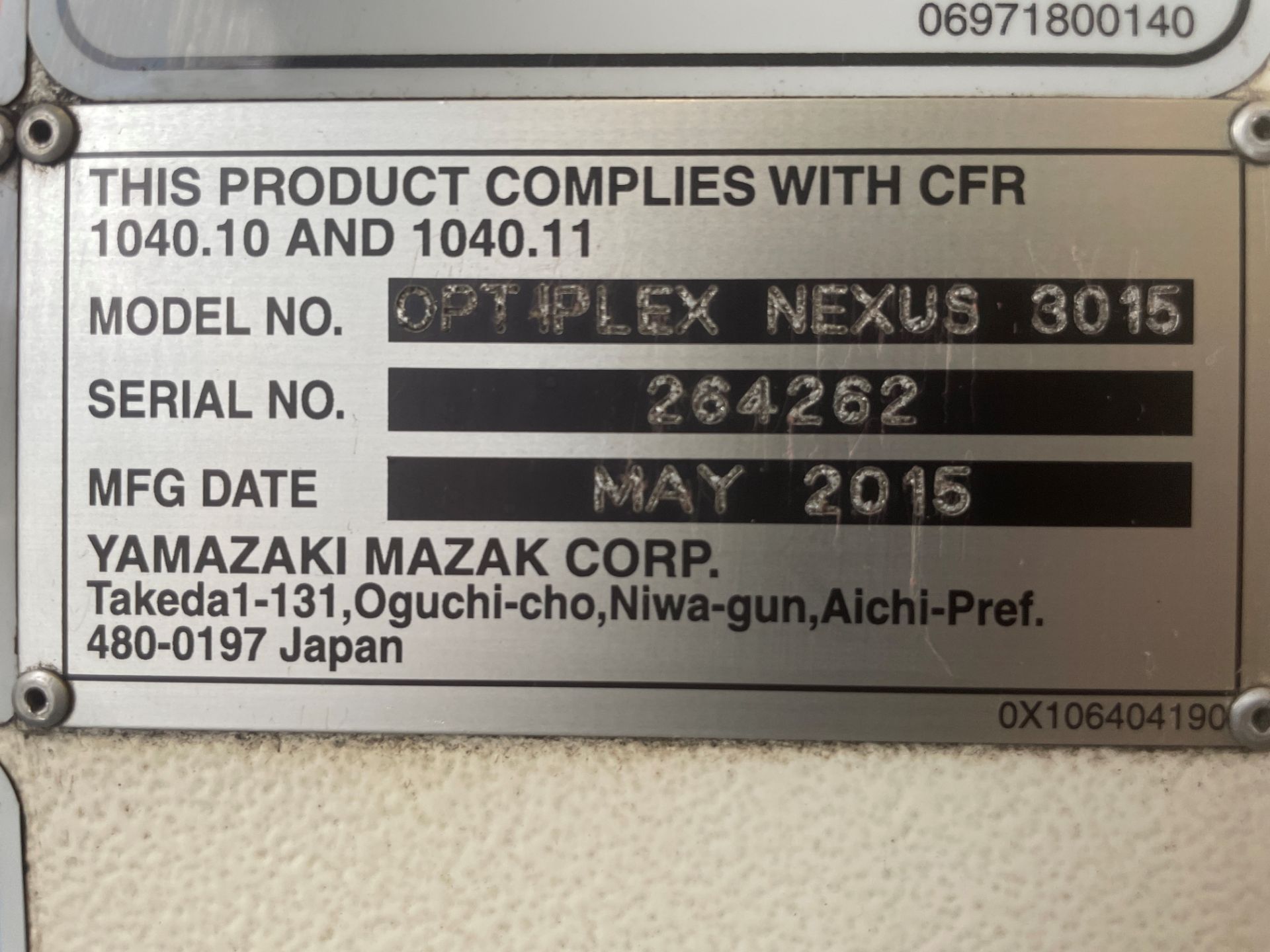 Mazak Model Optiplex 3015 Nexus Co2 Laser, 2.5 KW, 60" x 120", Dust Collector, Chiller (2015) - Image 14 of 17